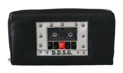  - Elegant Black Leather Zip Continental Wallet