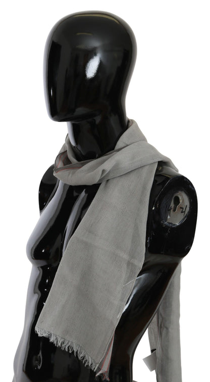  - Elegant Gray Cotton Men's Scarf