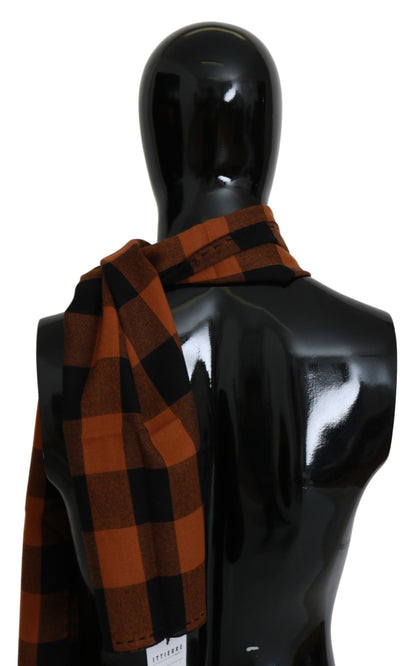  - Chic Orange Check Wool Blend Scarf