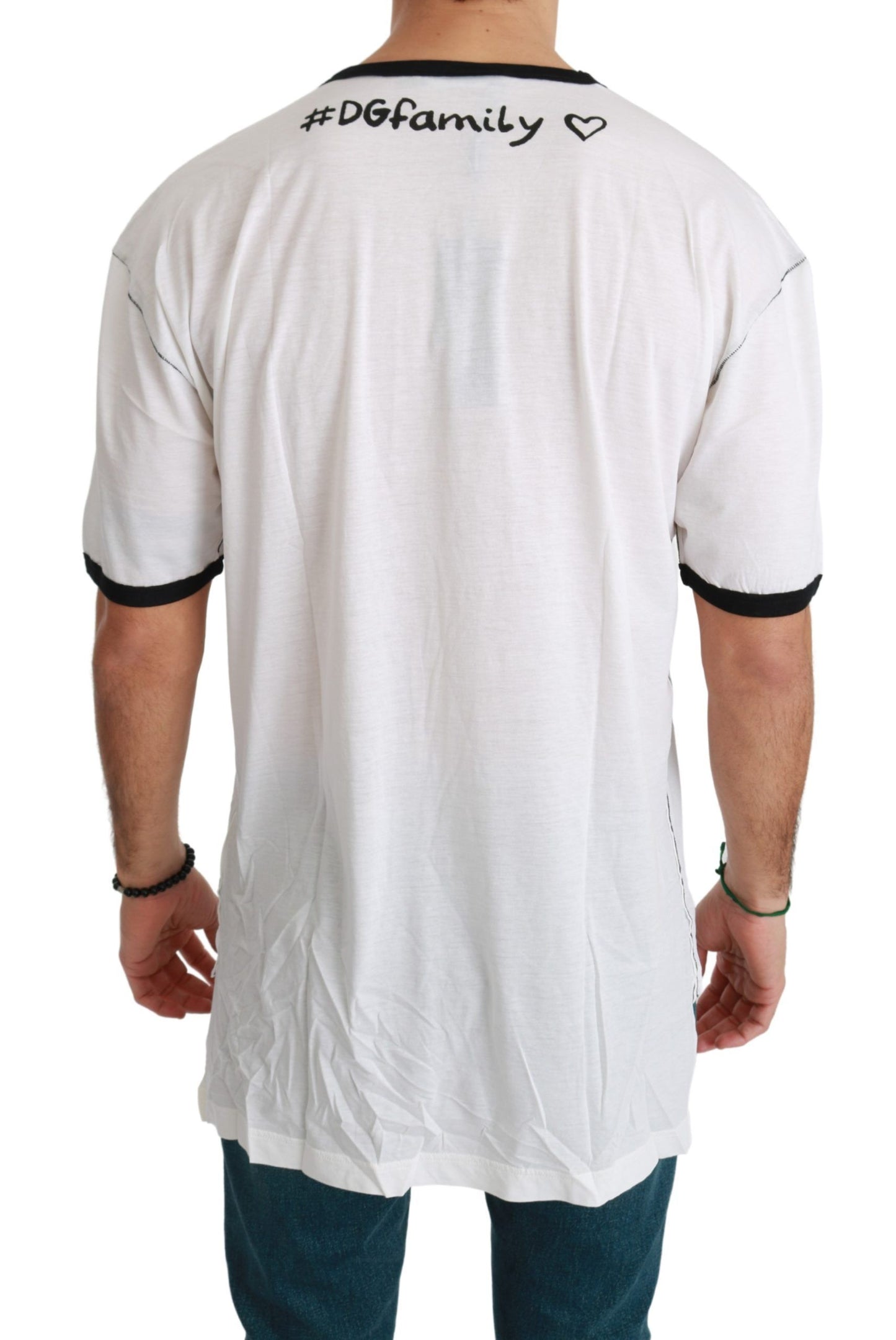  - Elegant White Silk-Blend Men's T-Shirt