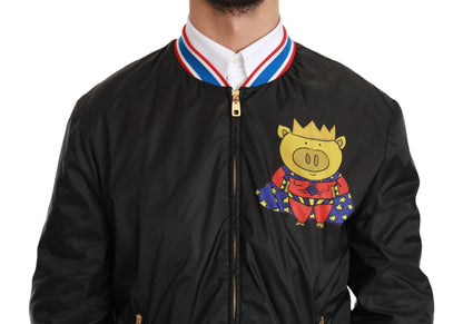  - Elegant Multicolor Motive Bomber Jacket