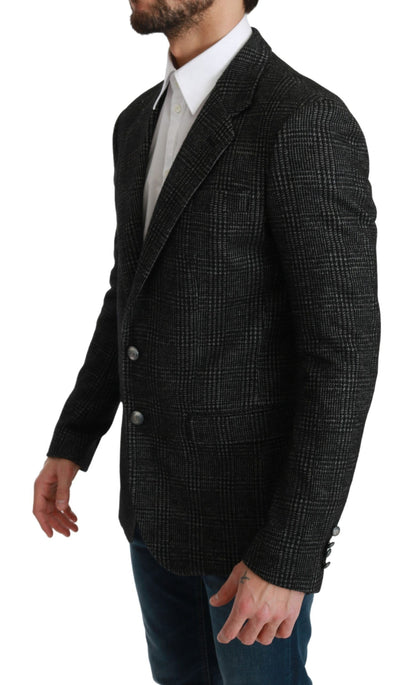  - Elegant Gray Plaid Slim Fit Blazer