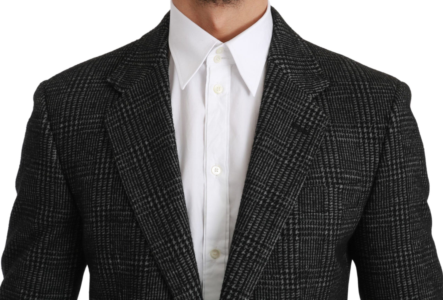  - Elegant Gray Plaid Slim Fit Blazer