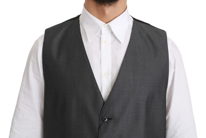  - Elegant Gray Wool Blend Dress Vest