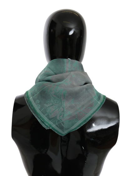  - Elegant Silk Green Printed Scarf