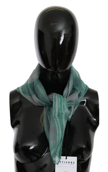  - Elegant Silk Green Printed Scarf