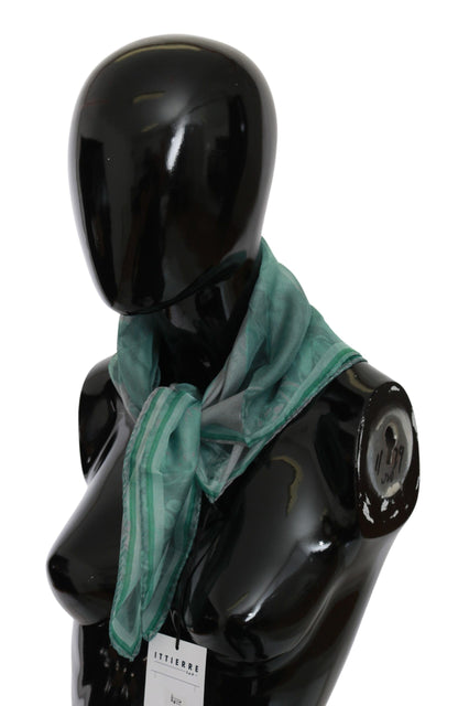  - Elegant Silk Green Printed Scarf