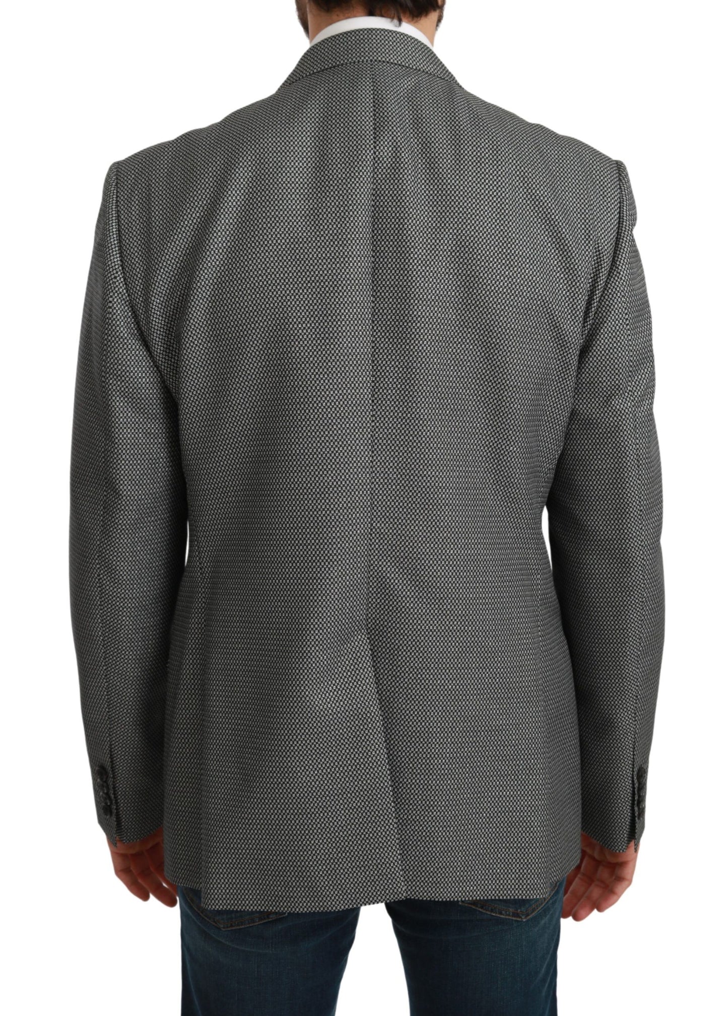  - Elegant Gray Fantasy Pattern Slim Fit Blazer