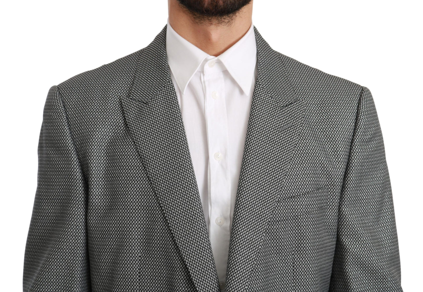  - Elegant Gray Fantasy Pattern Slim Fit Blazer