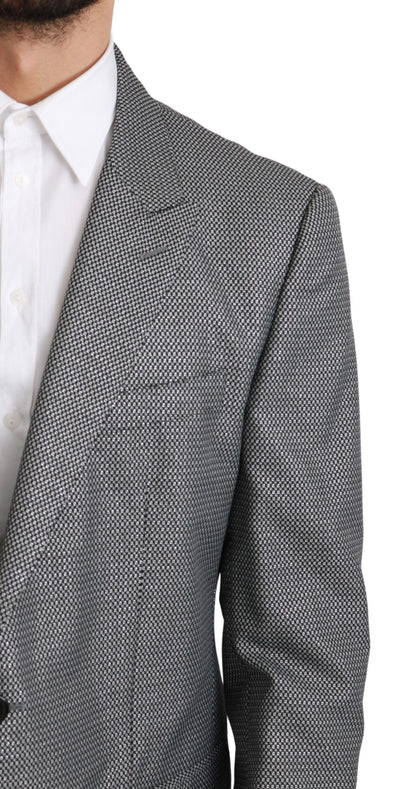  - Elegant Gray Fantasy Pattern Slim Fit Blazer