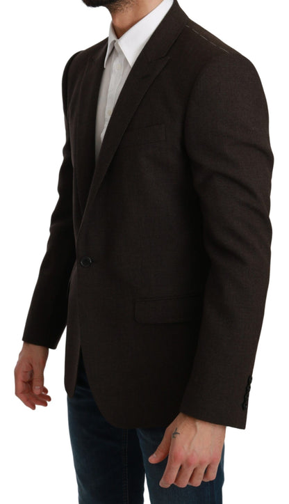  - Elegant Brown Virgin Wool Martini Blazer