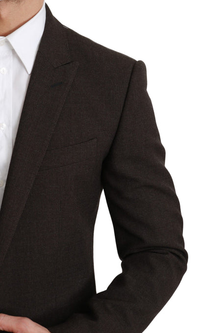  - Elegant Brown Virgin Wool Martini Blazer