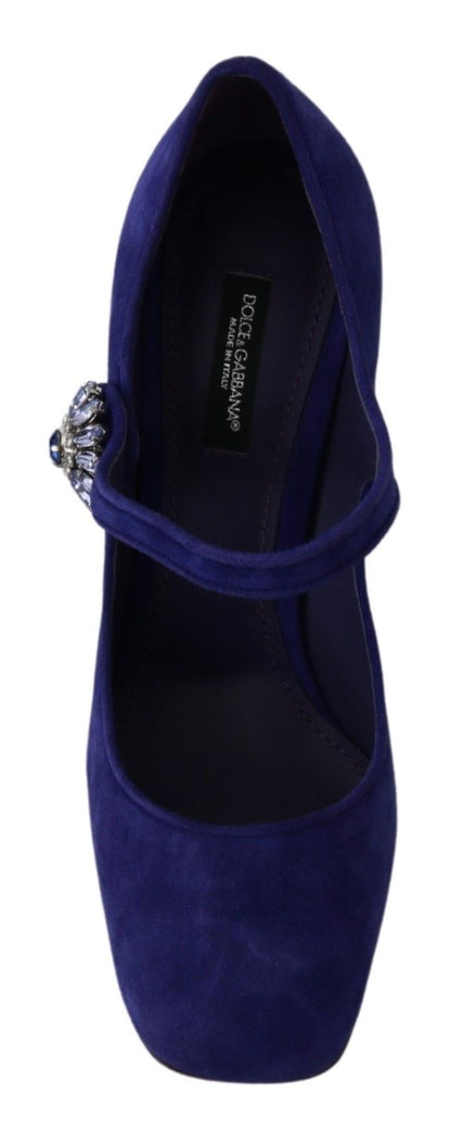  - Elegant Purple Suede Mary Janes Pumps