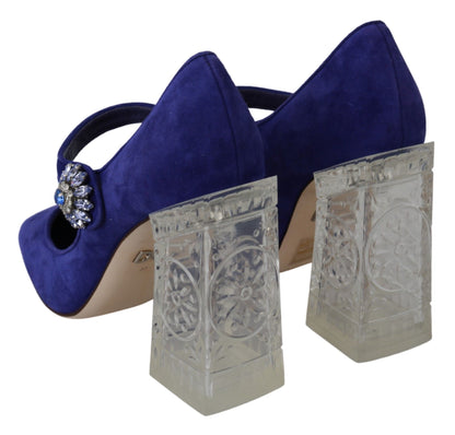  - Elegant Purple Suede Mary Janes Pumps