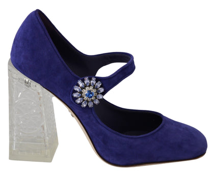  - Elegant Purple Suede Mary Janes Pumps