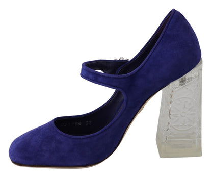  - Elegant Purple Suede Mary Janes Pumps