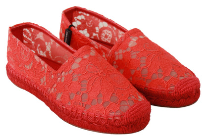 Red Viscose Espadrilles Flat Shoes - The Luxe Alliance