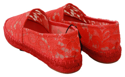 Red Viscose Espadrilles Flat Shoes - The Luxe Alliance