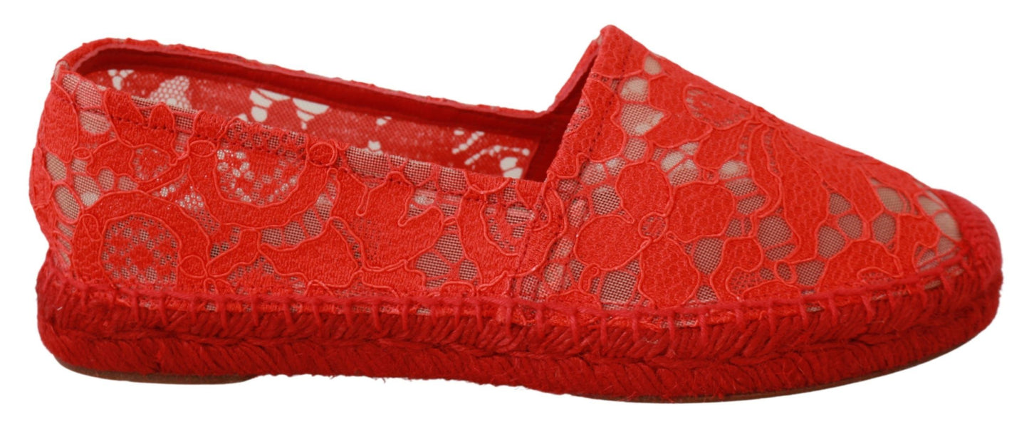 Red Viscose Espadrilles Flat Shoes - The Luxe Alliance