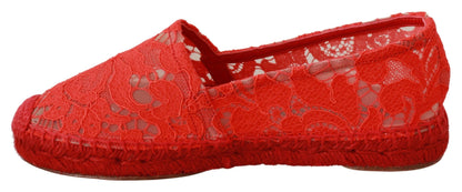 Red Viscose Espadrilles Flat Shoes - The Luxe Alliance