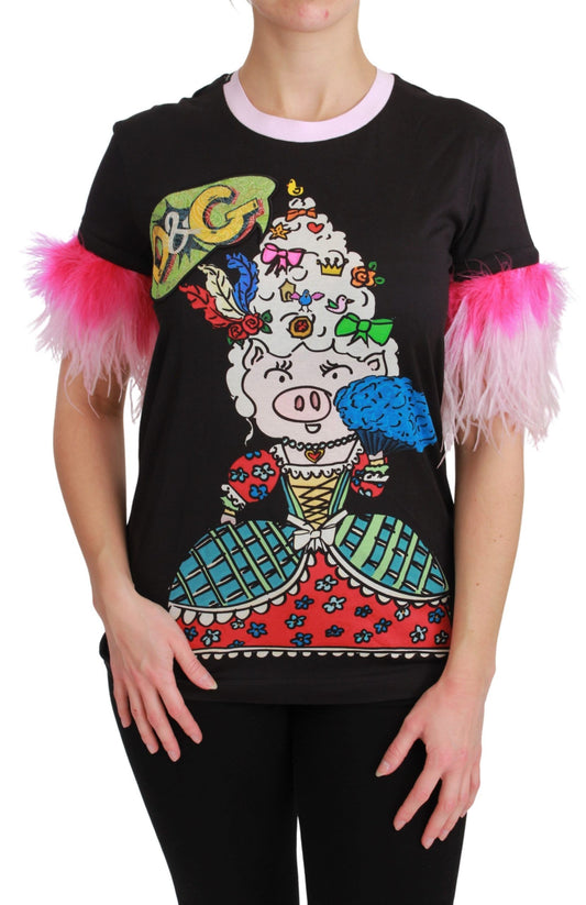  - Chic Crewneck Year of the Pig Motif Tee