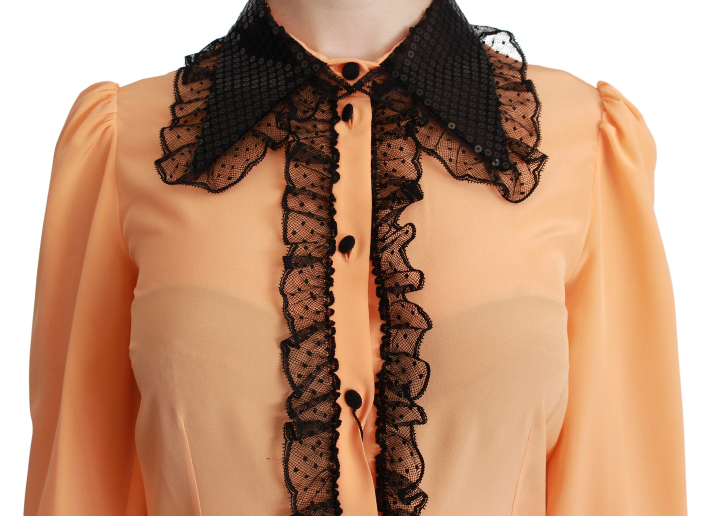  - Silk Blend Yellow Blouse with Sequined Collar