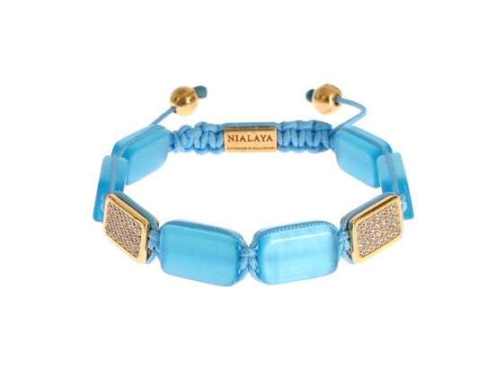  - Elegant Blue Opal & Diamond-Studded Bracelet