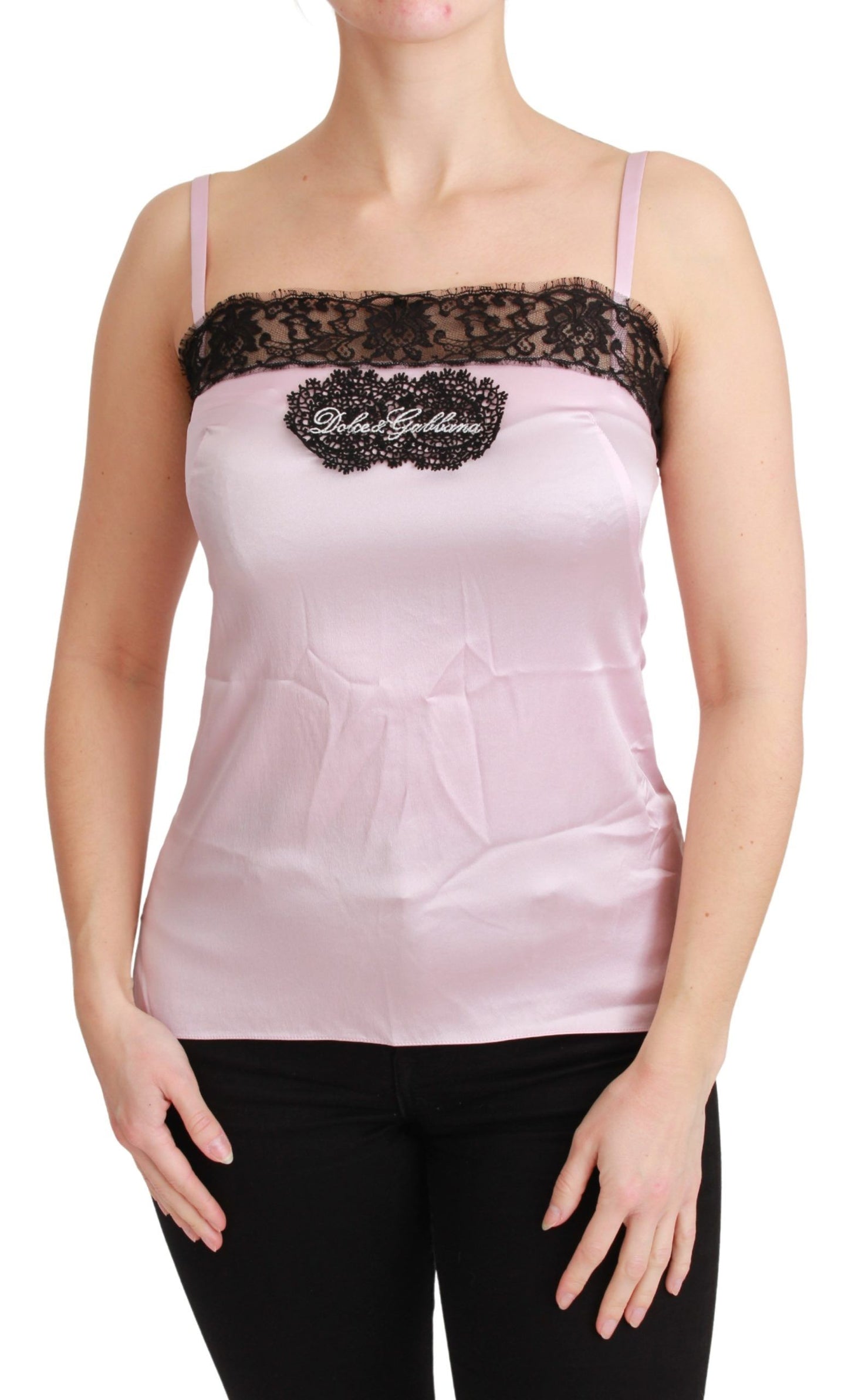  - Elegant Silk Lace Detail Tank Top