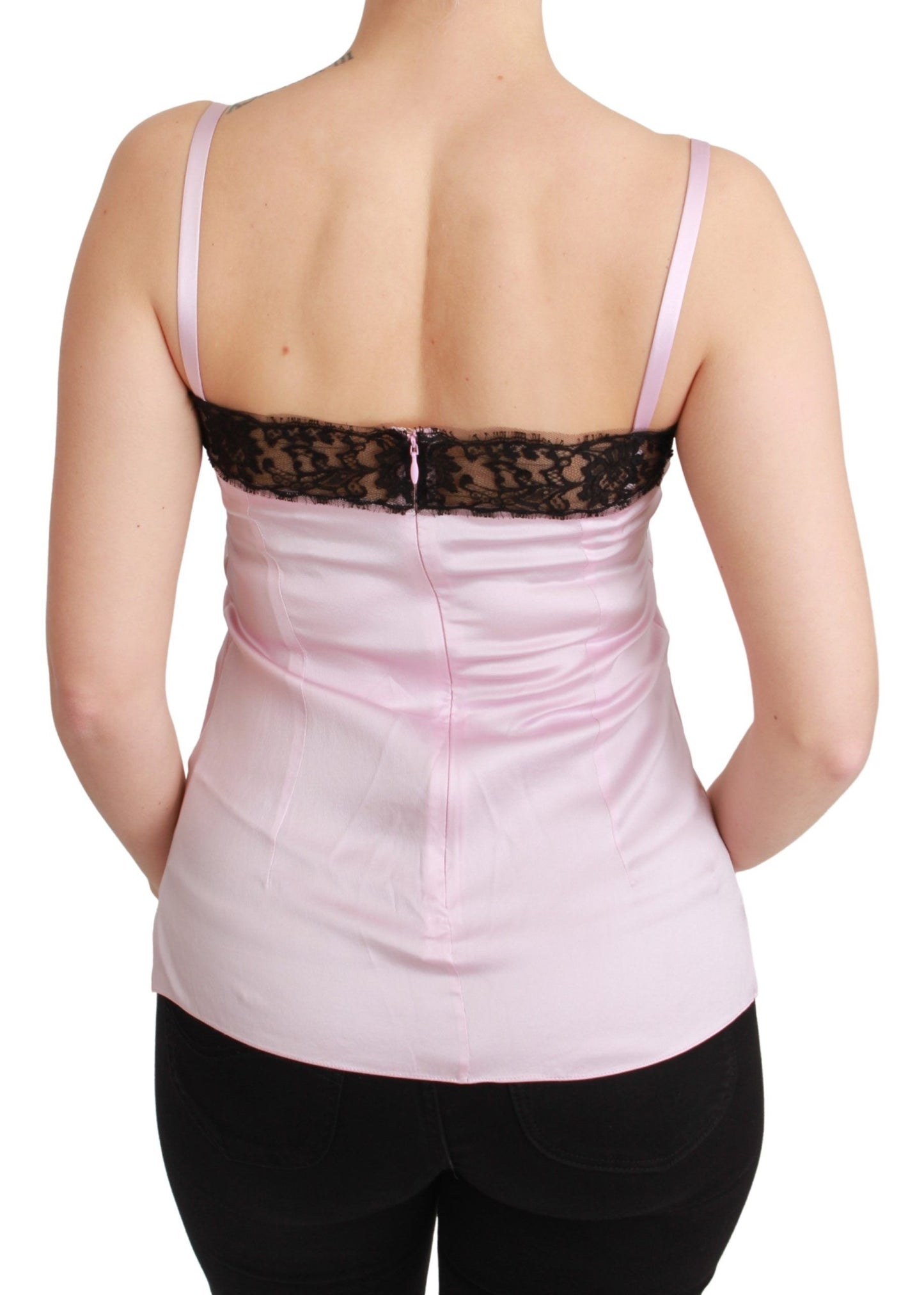  - Elegant Silk Lace Detail Tank Top