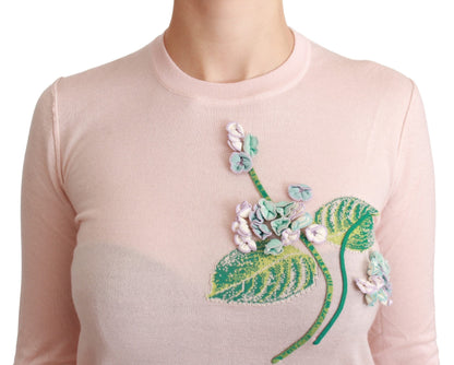  - Silk Blend Floral Embroidered Sweater