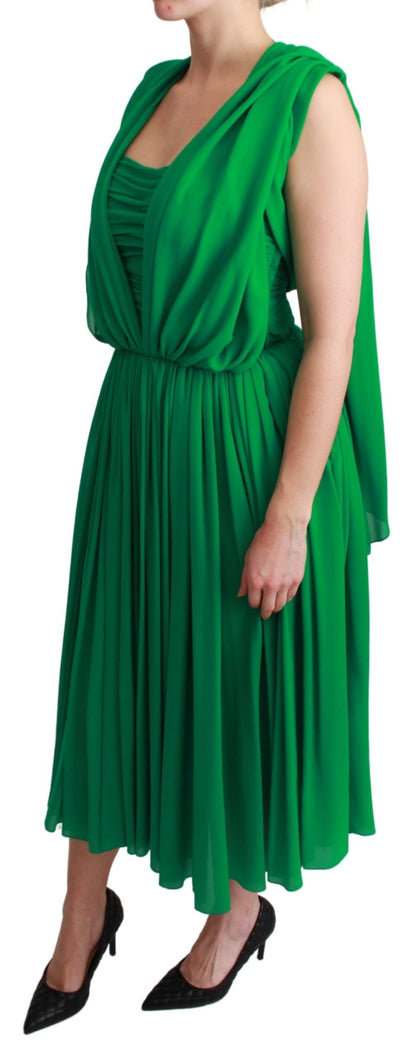  - Elegant Sleeveless Pleated Silk Maxi Dress