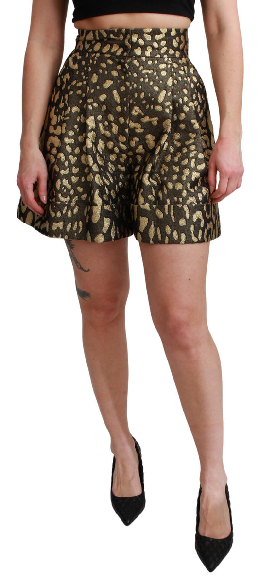  - High Waist Black & Gold Luxe Shorts