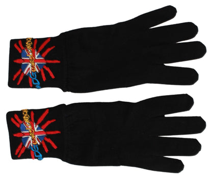 Elegant Black Virgin Wool Unisex Gloves - The Luxe Alliance