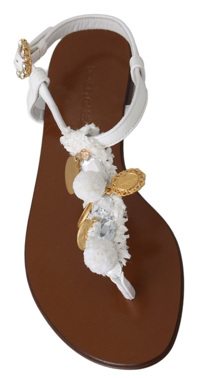  - Pom Pom Flip Flop Ankle Strap Flats