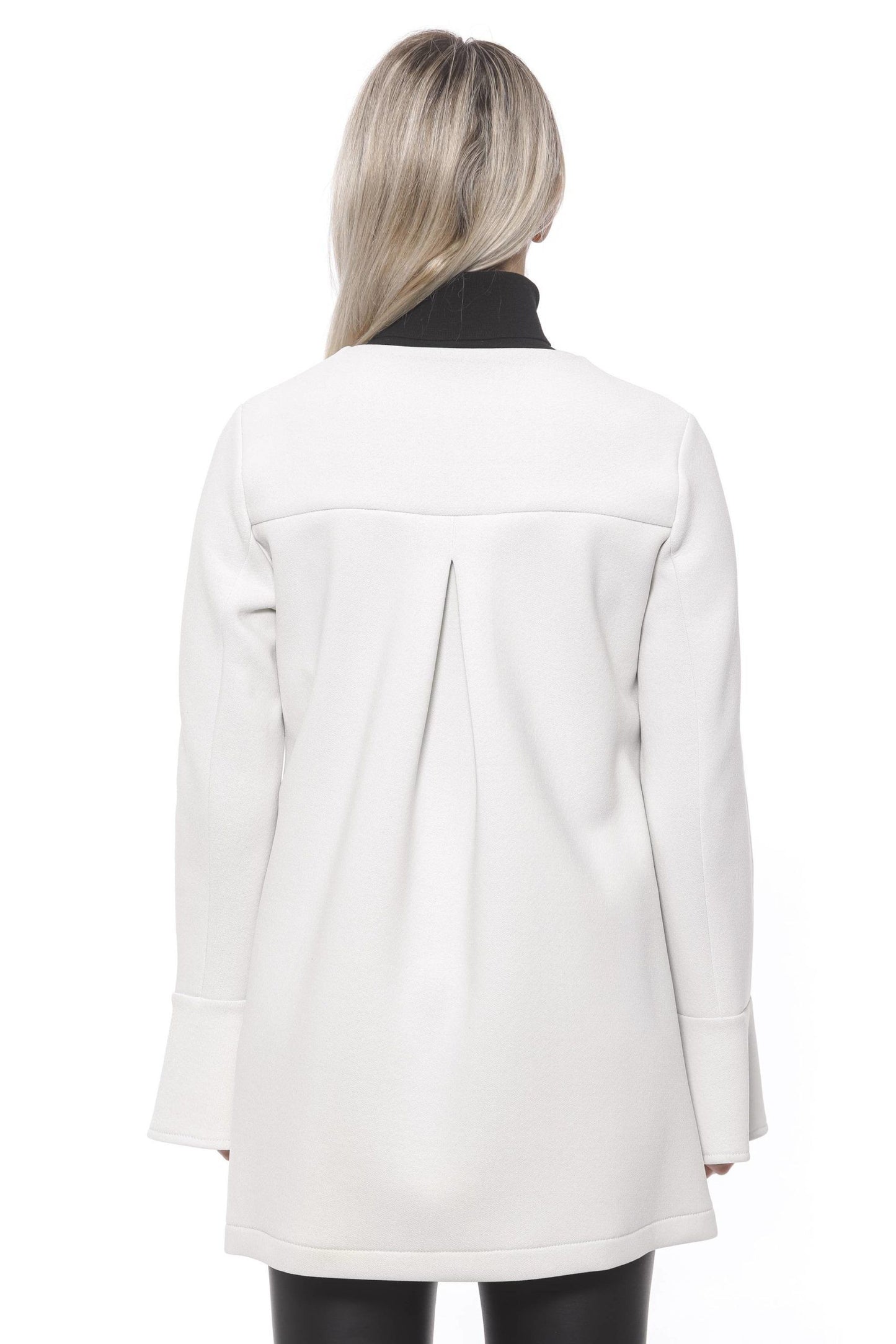  - Elegant White Neoprene Woman Coat