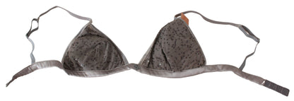  - Sequined Gray Triangolo Bra Luxury Underwear