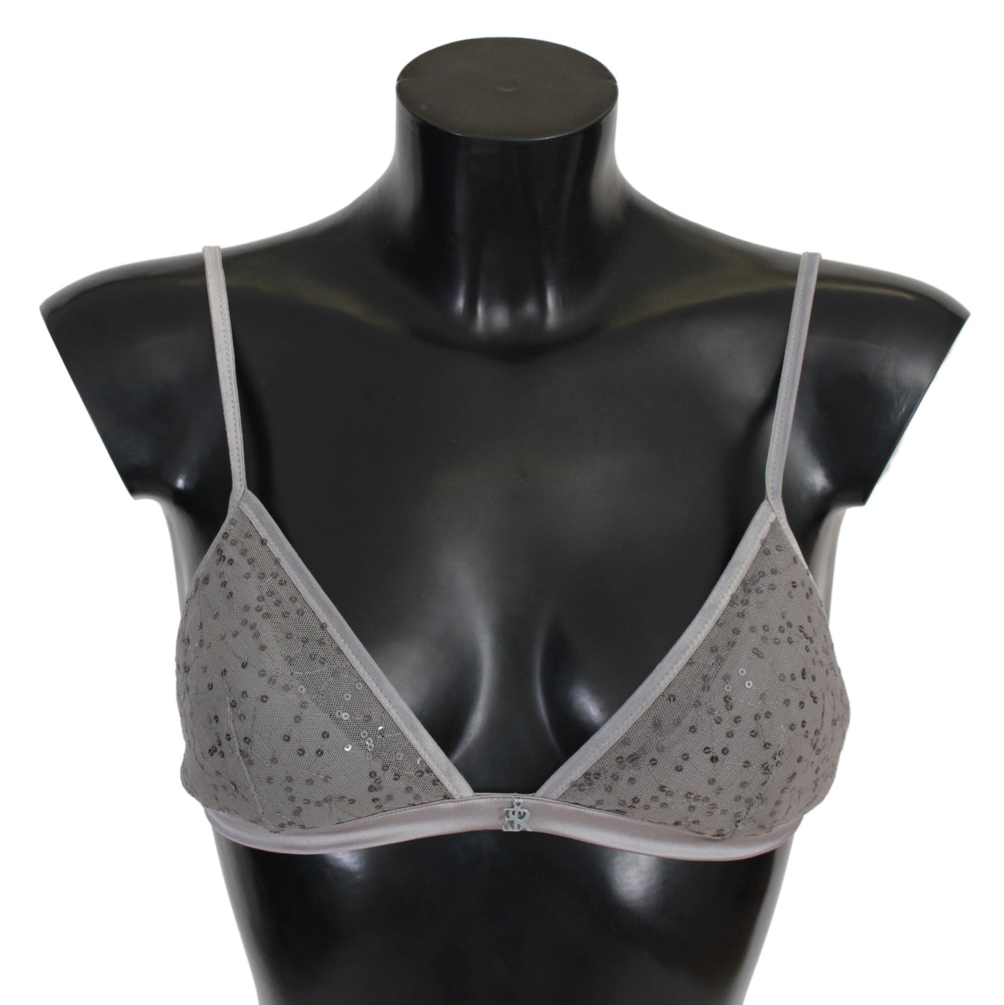  - Sequined Gray Triangolo Bra Luxury Underwear