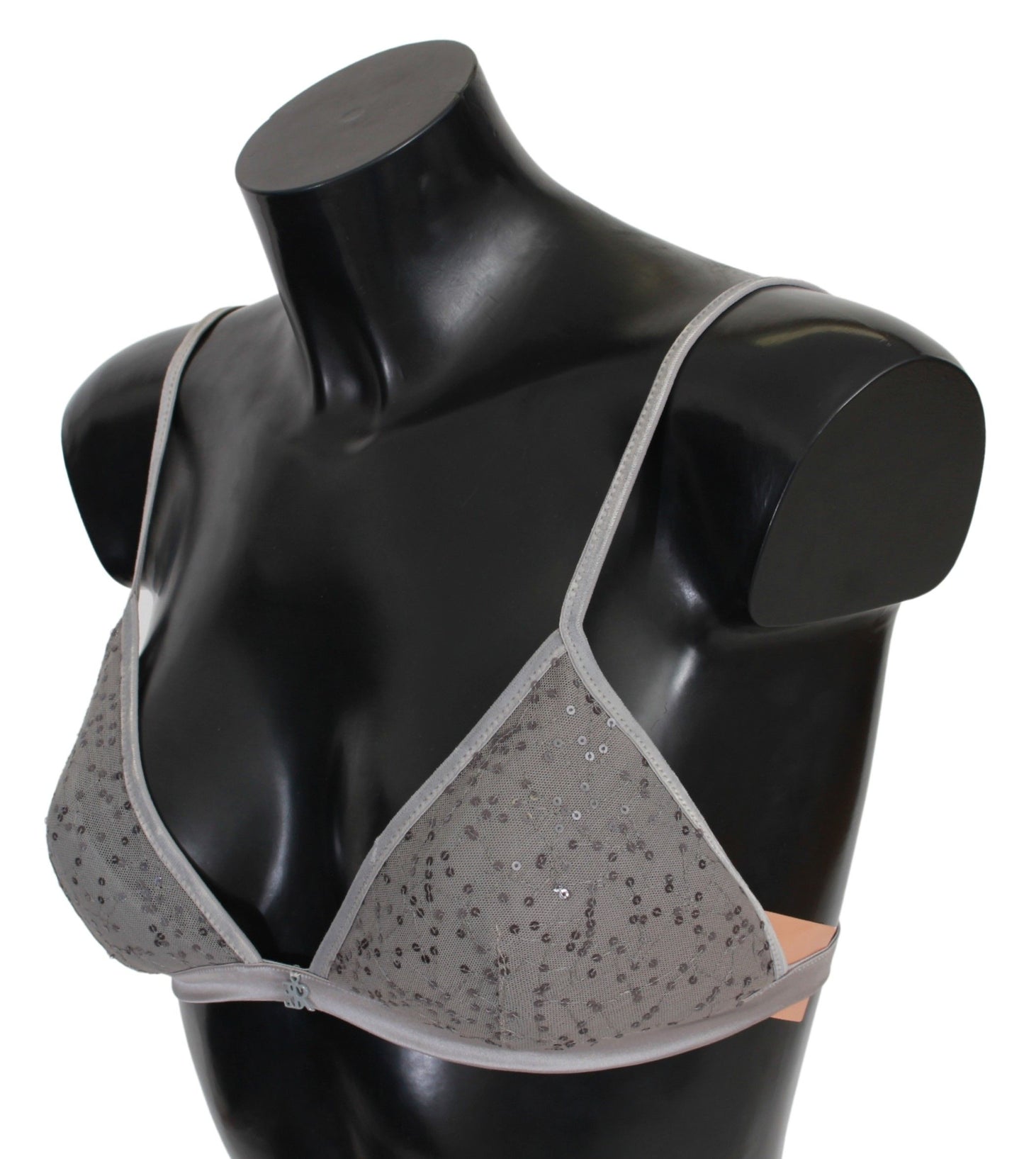  - Sequined Gray Triangolo Bra Luxury Underwear