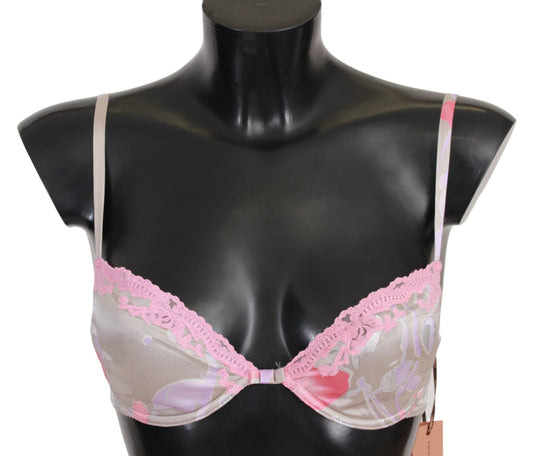  - Chic Pink Lace Silk Blend Push Up Bra