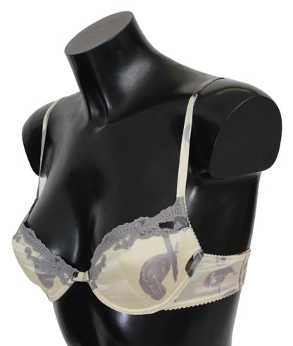  - Silk Blend Push-Up Bra in Beige and Gray