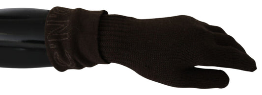 Elegant Brown Knitted Gloves - The Luxe Alliance