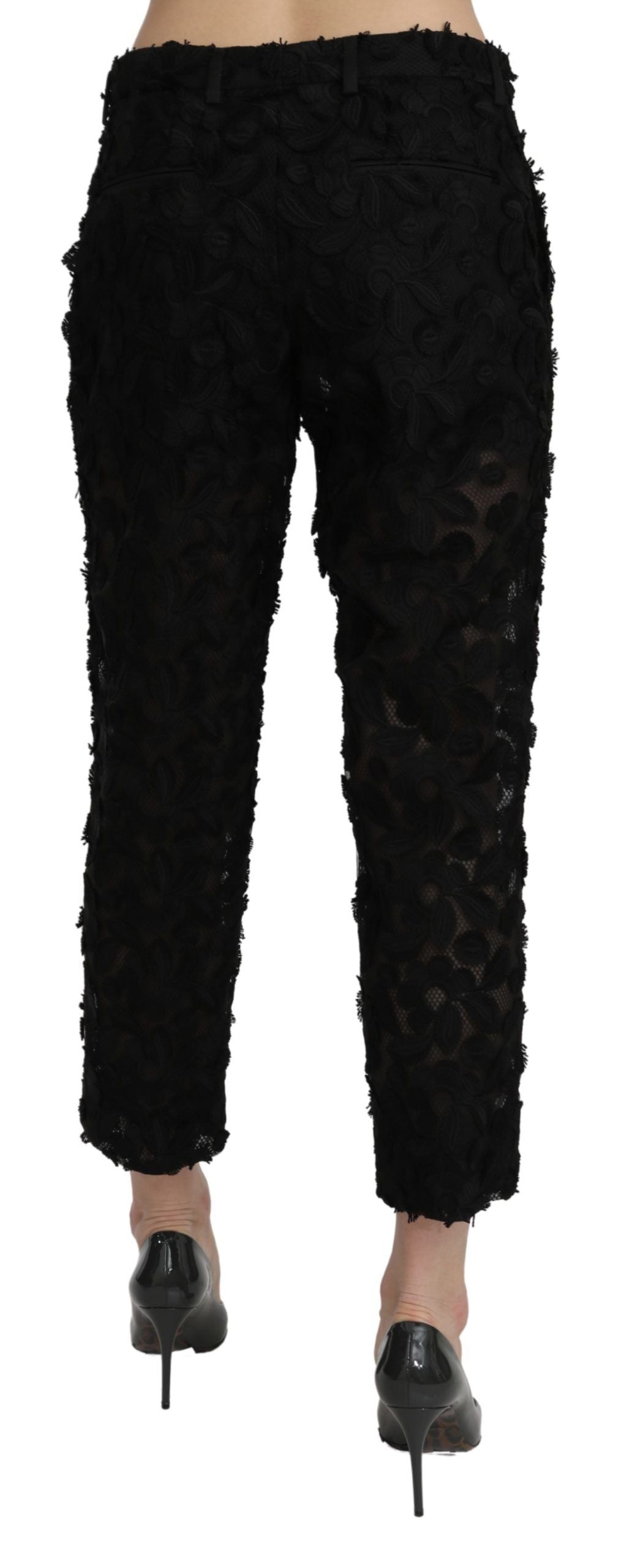  - Elegant Straight Cropped Lace Trousers