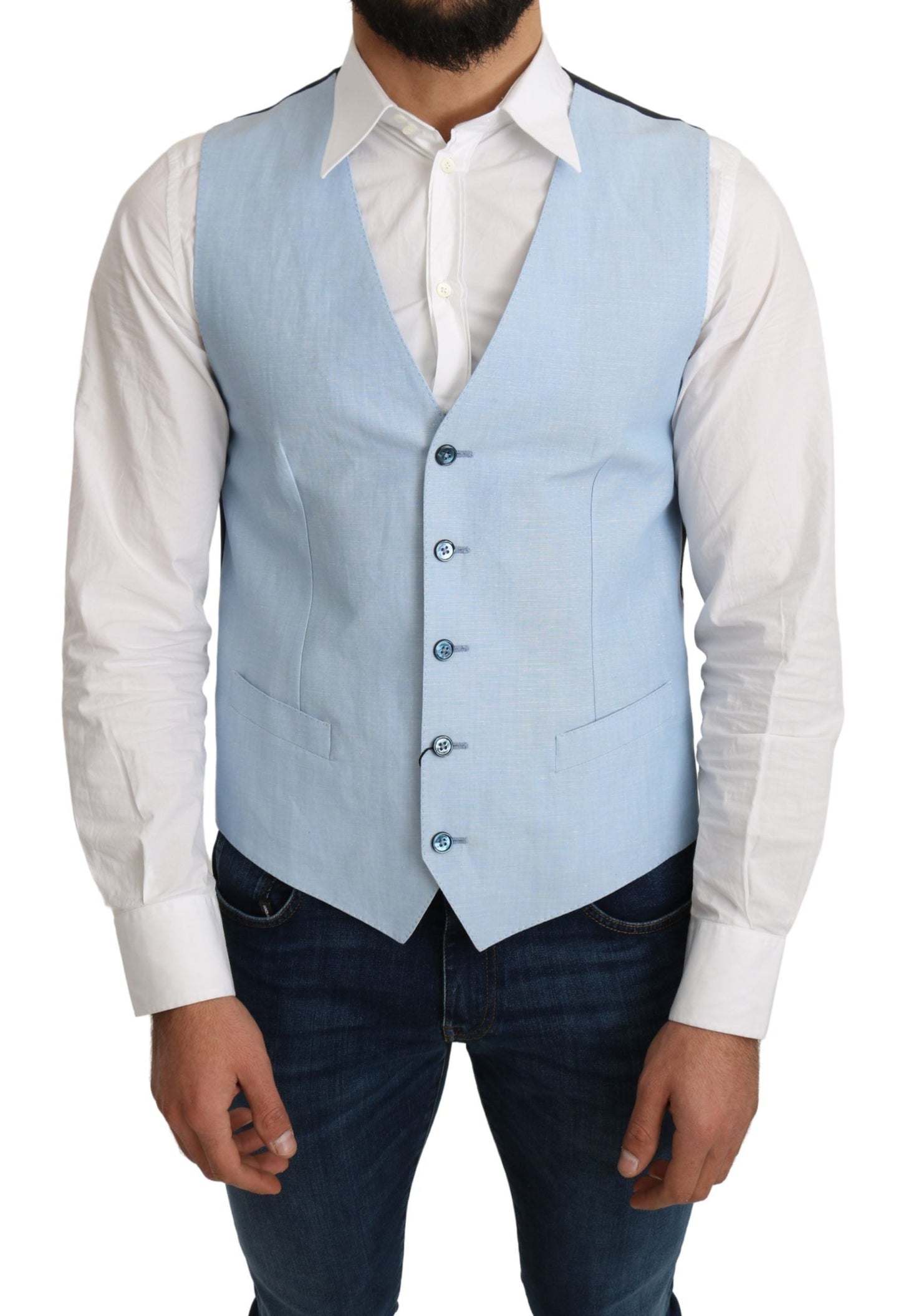  - Elegant Azure Men's Formal Vest