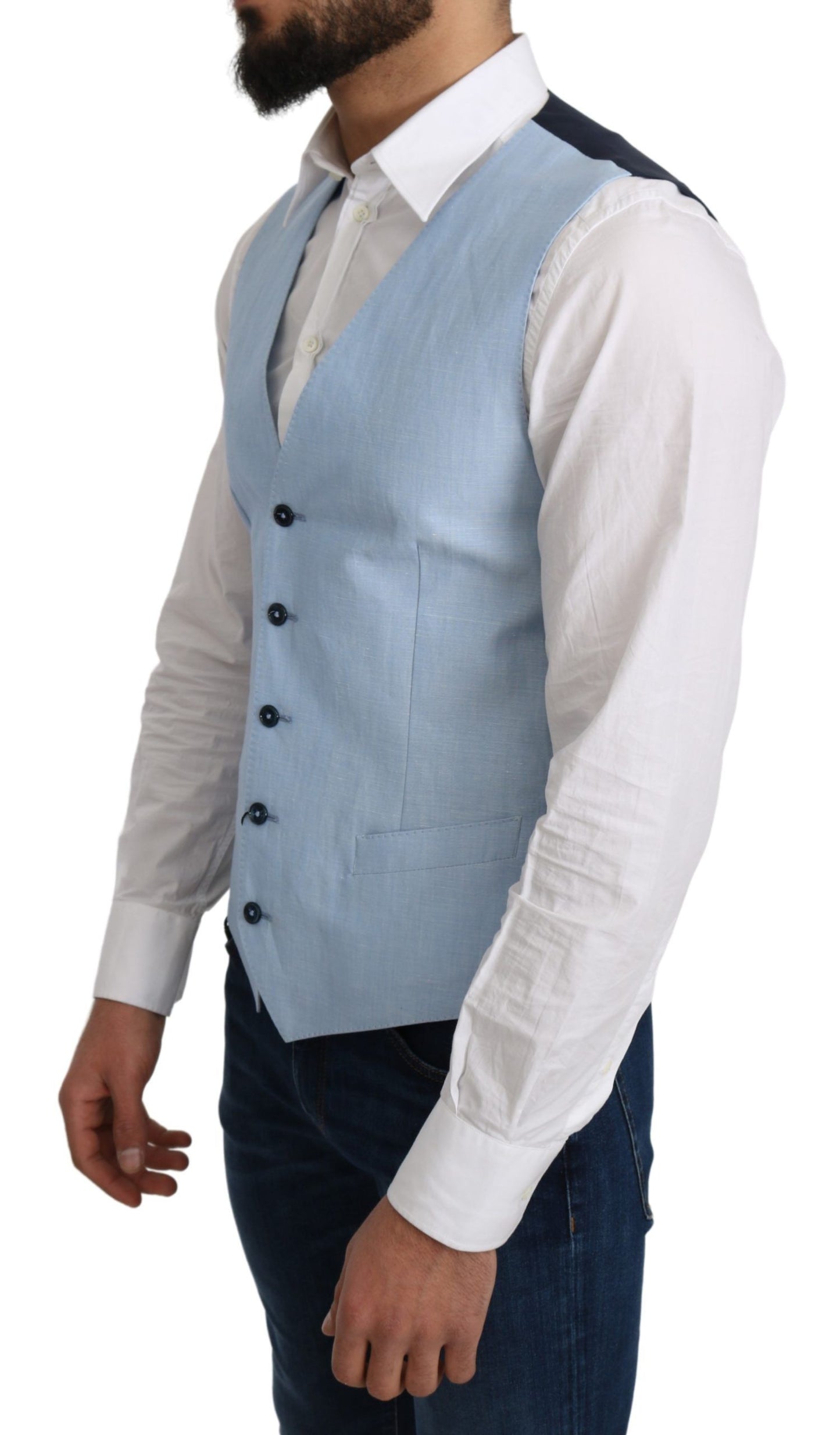  - Elegant Azure Men's Formal Vest