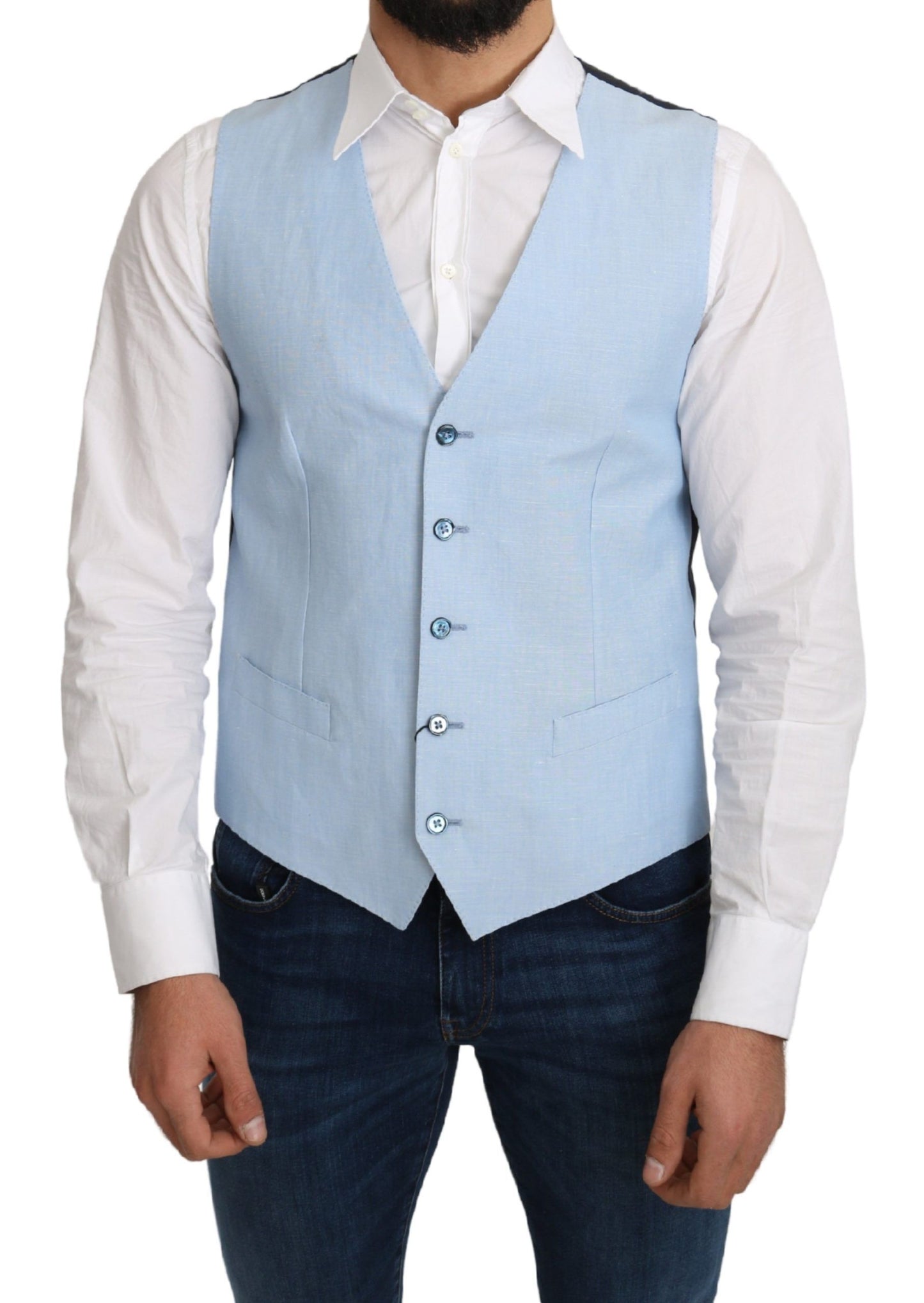  - Elegant Azure Men's Formal Vest