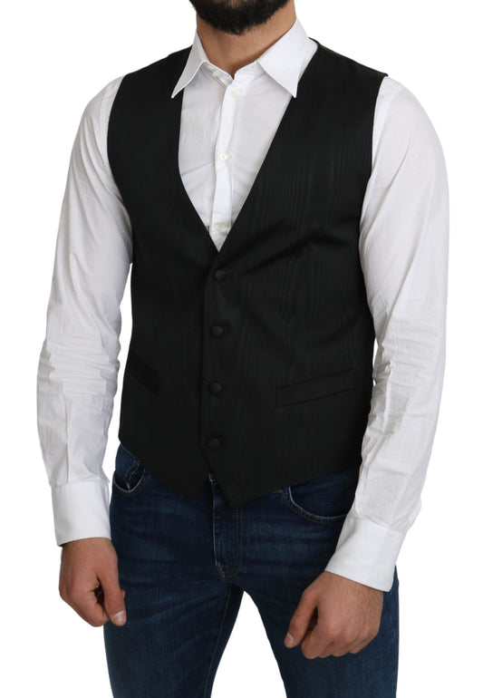  - Elegant Silk Formal Gray Vest