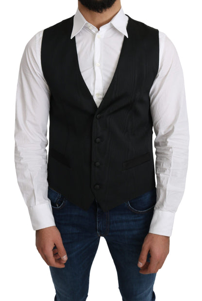  - Elegant Silk Formal Gray Vest