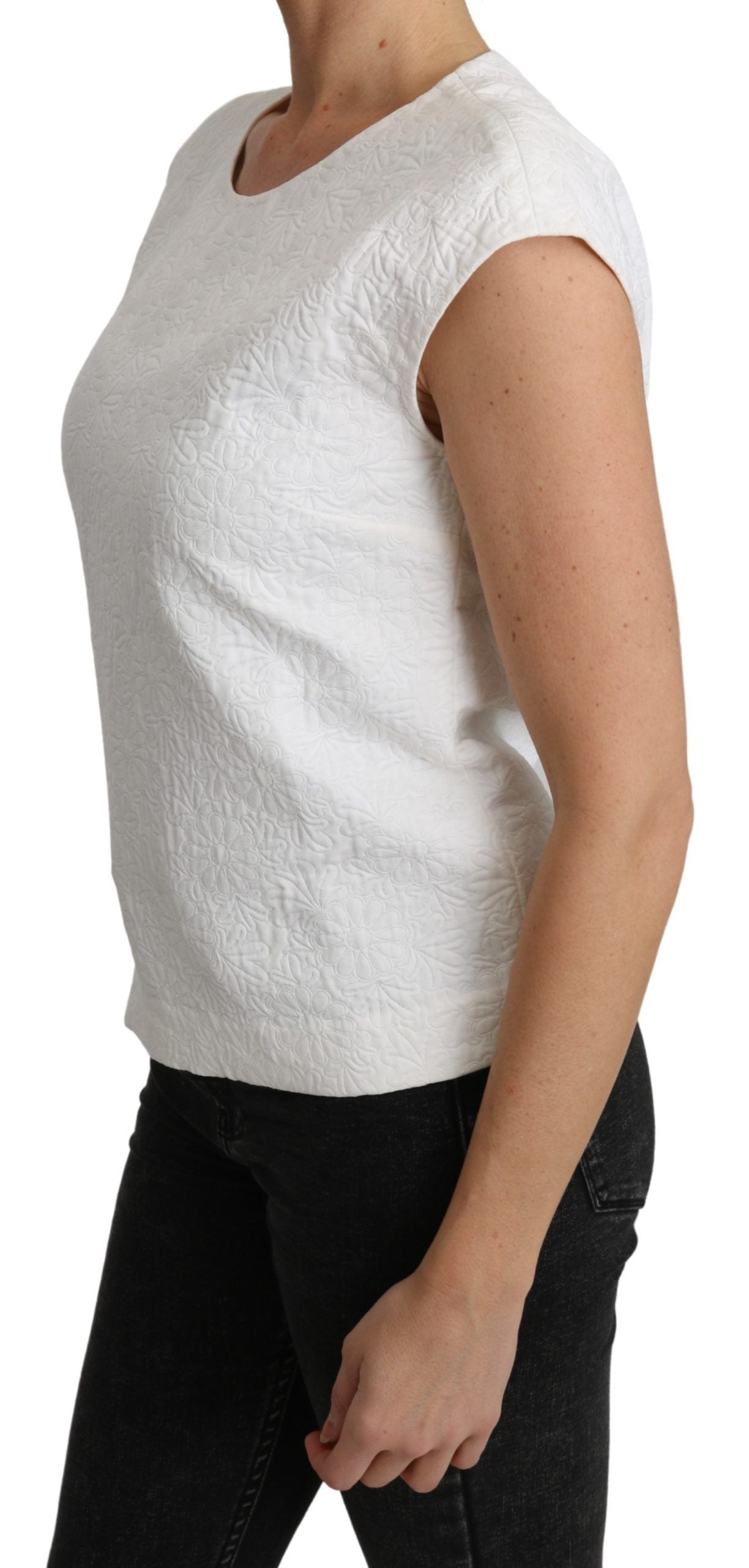  - Elegant White Cotton Blend Blouse