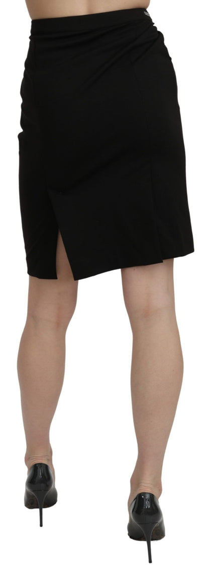  - Chic High Waist Black Linen Skirt