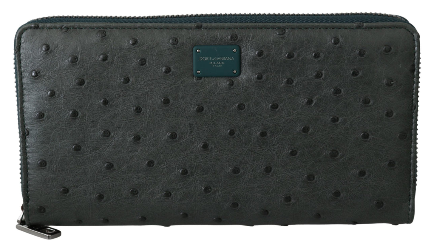  - Exquisite Green Ostrich Leather Continental Wallet